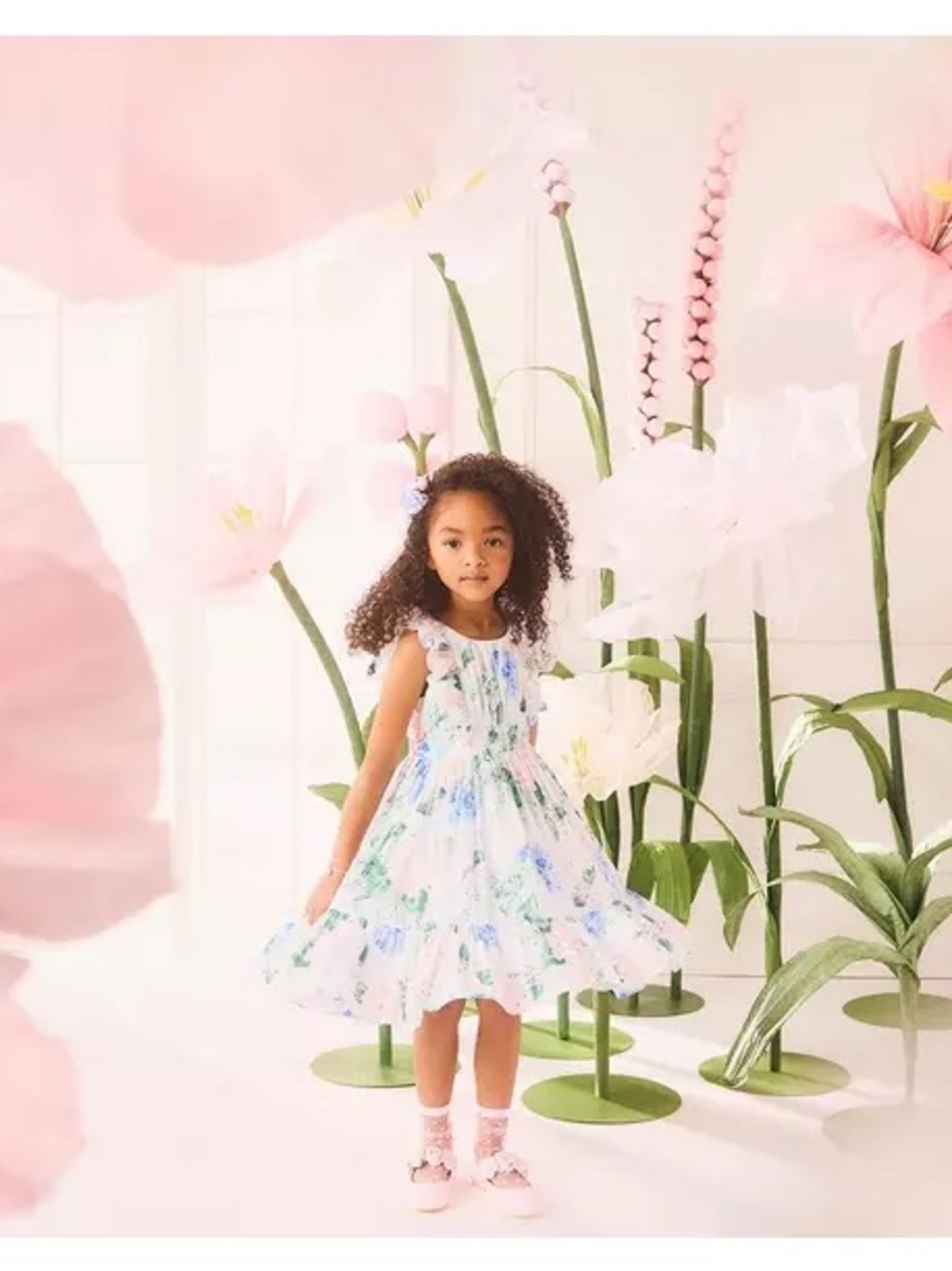 Janie And Jack Floral Little Girls Smocked Dress Size 8